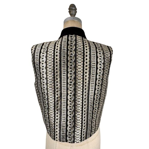 Doncaster Womens Velvet Metallic Jacquard Vest Sz 8 Gold Silver Evening Shimmer - Picture 3 of 15